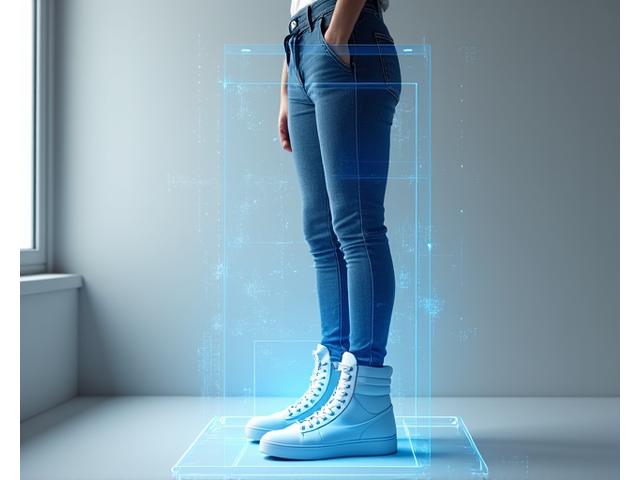 A minimalist interface showing AI analyzing fashion trends and suggesting outfits, blending tech with personal style.
