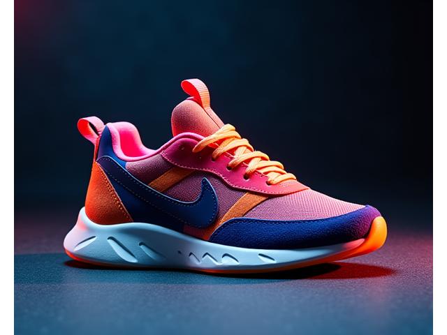 A highly sought-after collaboration sneaker, uniquely styled, showcased under dramatic lighting to emphasize exclusivity.
