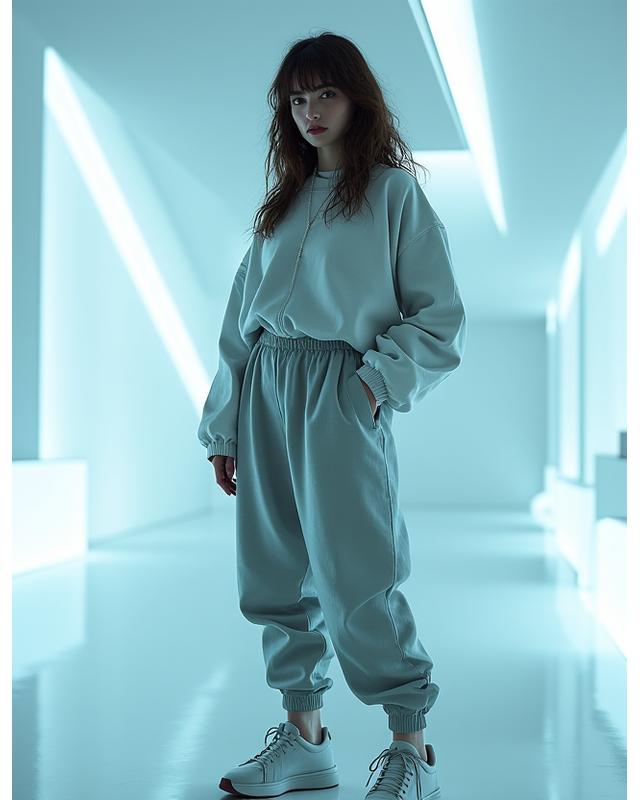 Claire Dubois, a trend forecaster stylist focusing on future-forward aesthetics, looking thoughtfully.